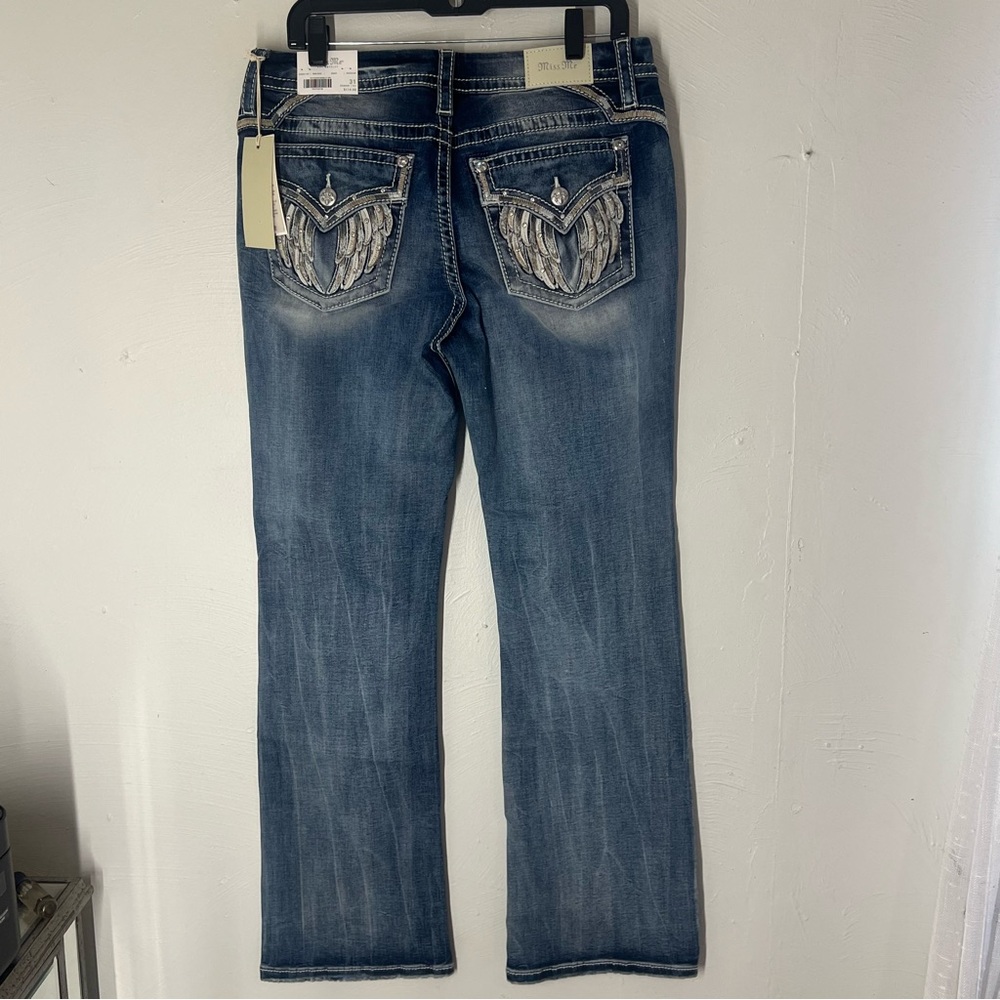 Miss Me Angel Wings Mid Rise Curvy Bootcut Jeans Size 31 - Picture 9 of 10